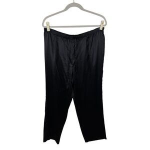 Silk Club Collection Black 100% Silk Pants Sz 1X Wide Leg‎ Lounge Y2K Minimalist